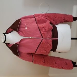 Women's Nike Cropped Pink and Brown Bomber Jacket XS